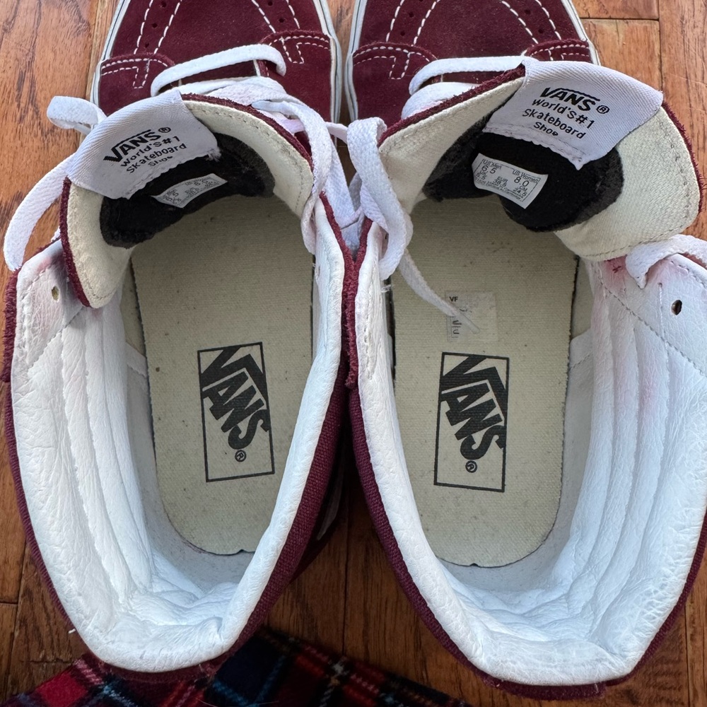 Vans Sk8-Hi Skate shoe high top burgundy & white men’s 6.5 women’s 8 sneakers - Picture 8 of 11